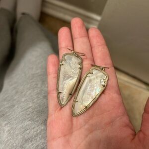 Kendra Scott Gold and Cream Drop Earrings